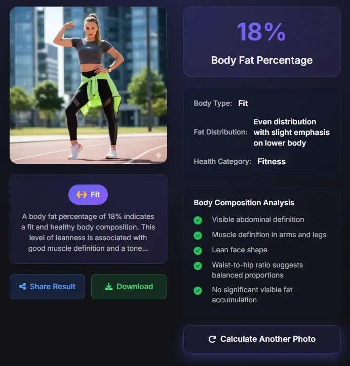 18% body fat female - healthy fit body composition